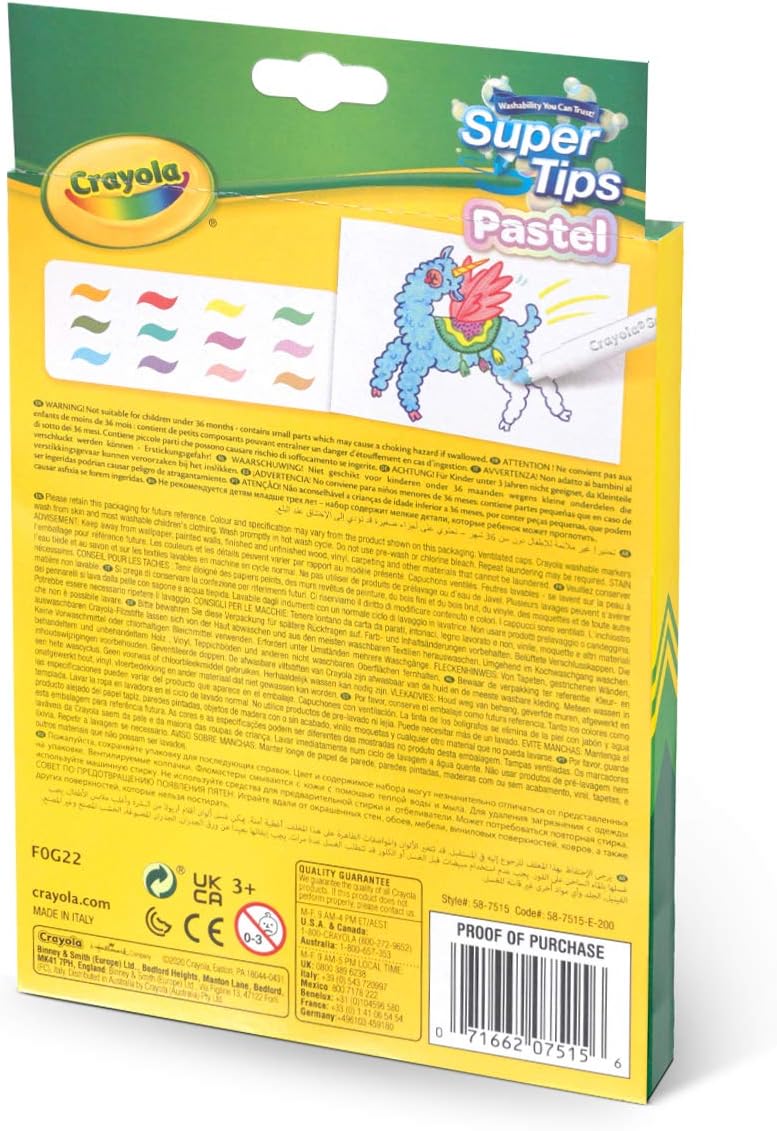 Crayola · Crayola: 12 Washable Supertips In Pastel Colors (Toys)